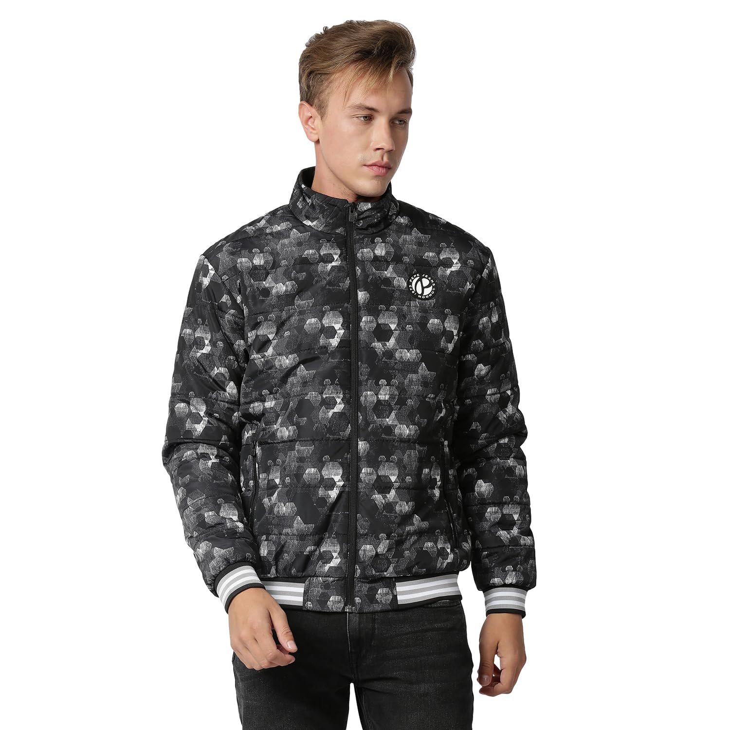 Pepe Jeans Mens Abstract Printed Jacket, Black,S