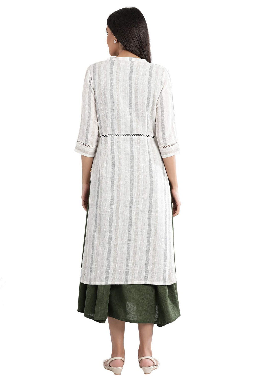 Aurelia Women'S Cotton Blend Regular Fit Solid Regular Kurta & Gillet