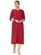 Libas WomenS Viscose Rayon Straight Kurtas (29346O_Red_Xxl)
