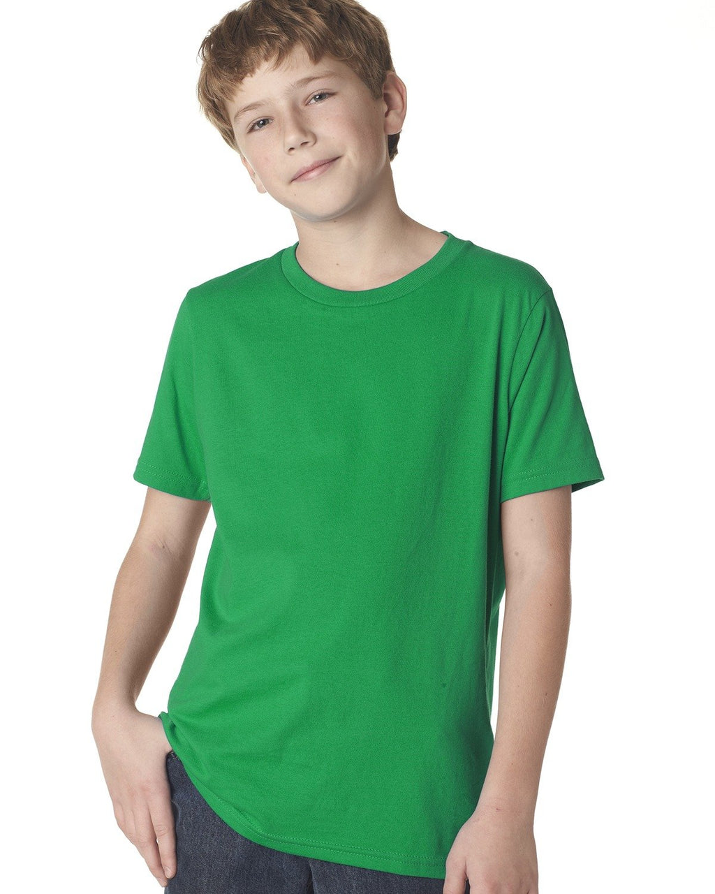 Youth Boys cotton crew - KELLY gREEN - XS(D0102H7NPT6)