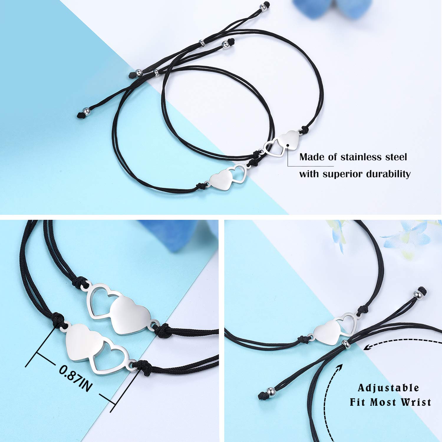 UNGENT THEM Sisters Gifts from Sister Best Friend Friendship Bracelets for 2 Birthday Christmas Valentines Day Gifts for Little