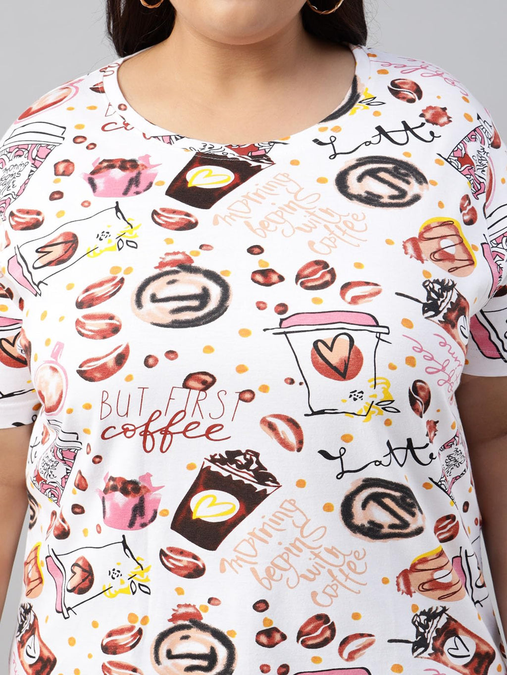 Juneberry 100% Pure Cotton Regular Fit Latest & Trendy All Over Prints Half Sleeve Plus Size T-Shirt For Women & Girls (Gl_Ps_Co