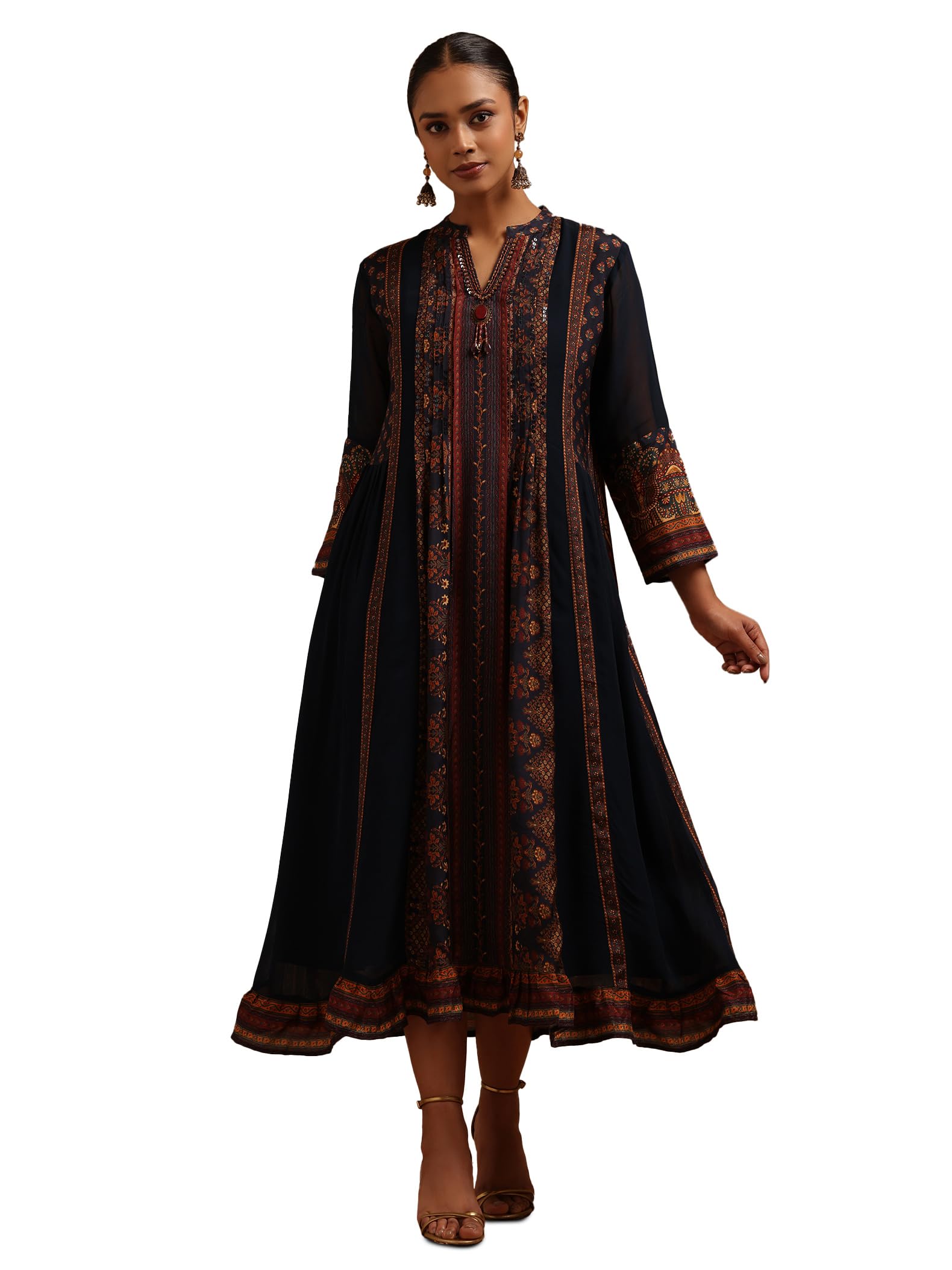 Soch Women Georgette Ethnic Motifs Dress with Beads and Stones