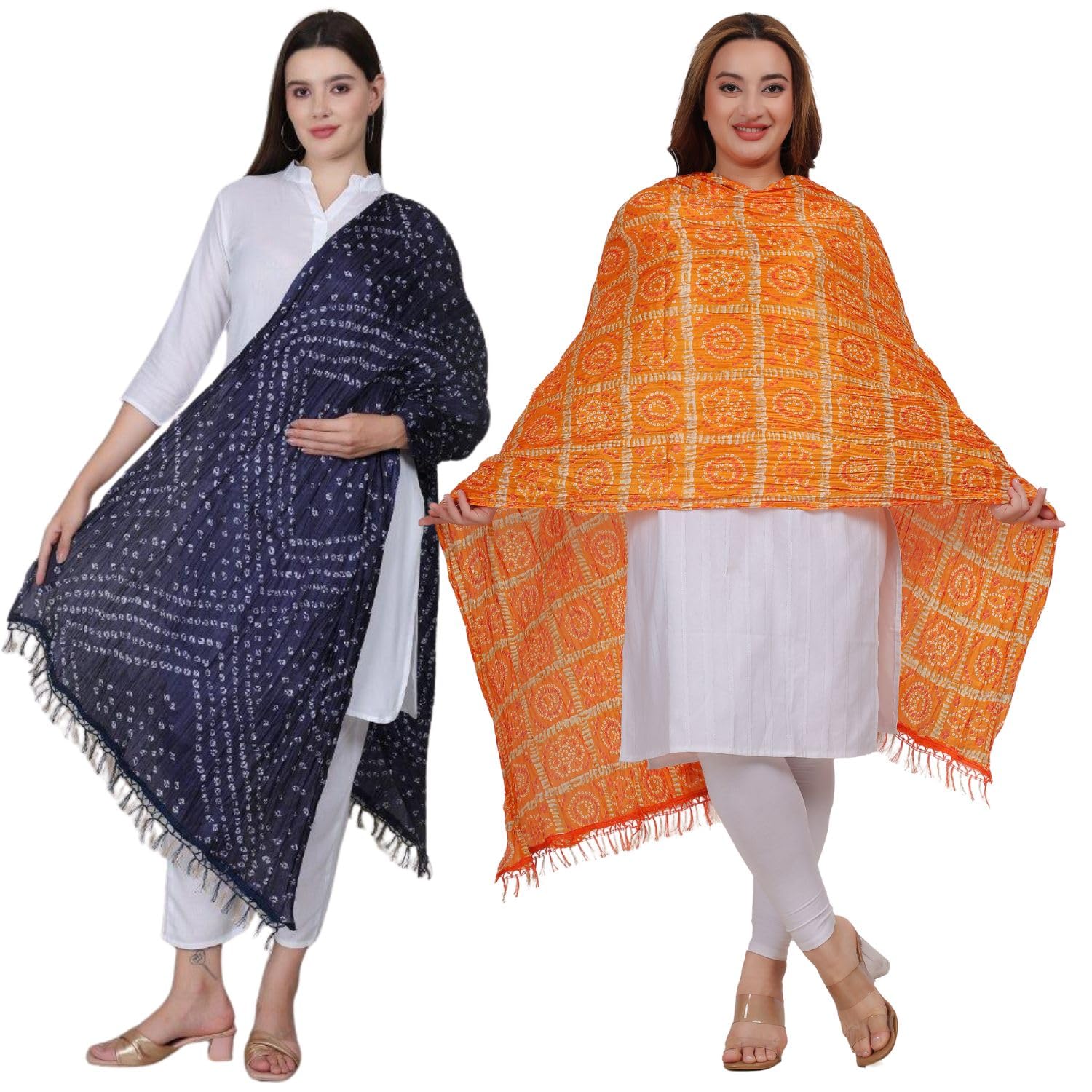 Fabme Women'S Full Size Silk Dupatta Pack Of 2 - Multicolor