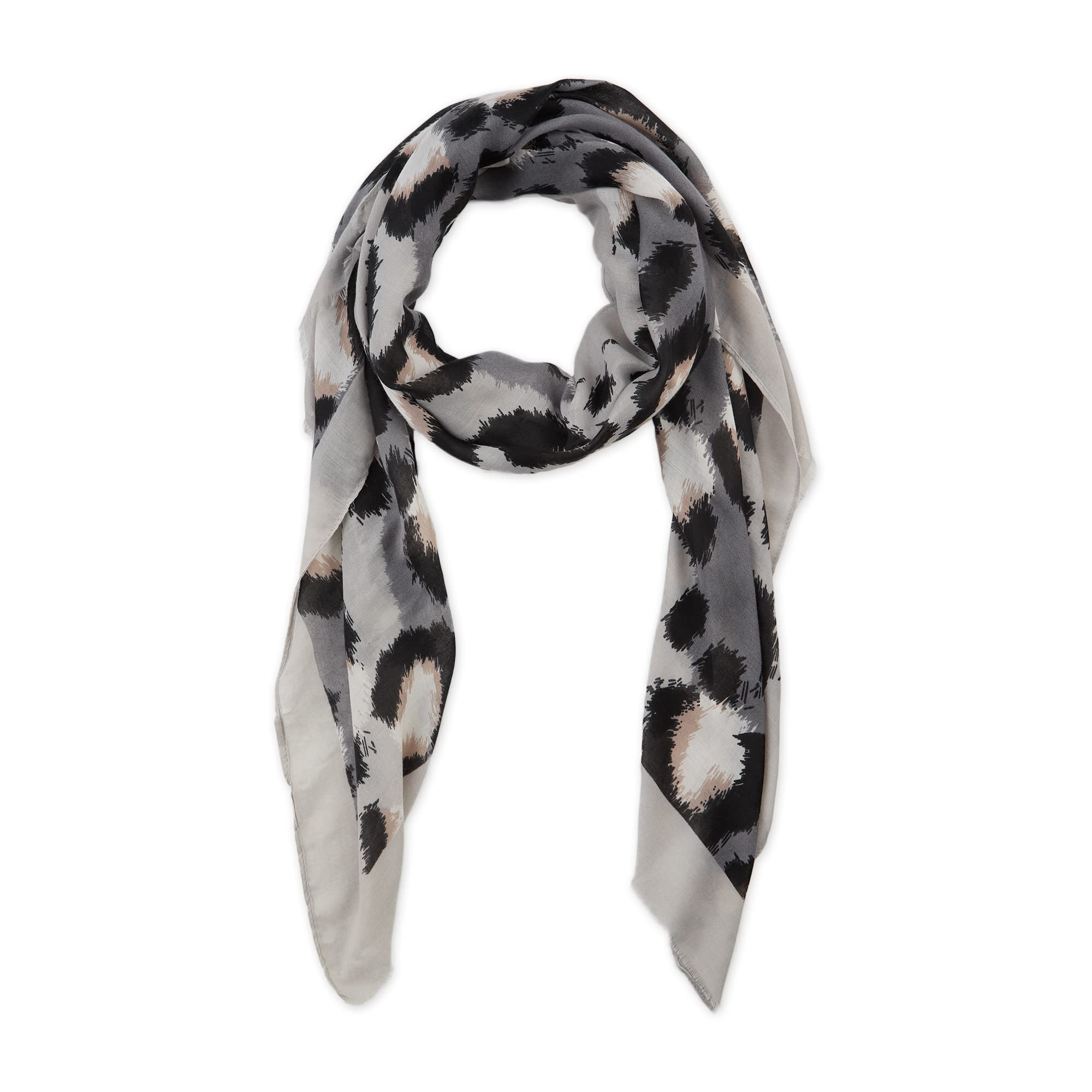 LEOPARD PRINT SCARF - GREY