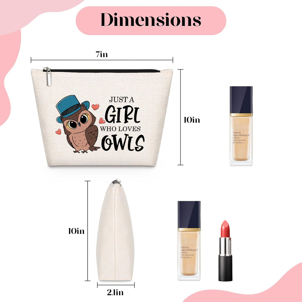 GevGuxLuo Owl Gifts for Owl Lovers, Owl Makeup Bag for Women with Mirror, Owl Birthday Gifts for Daughter Sister Bestie, Cute Ow