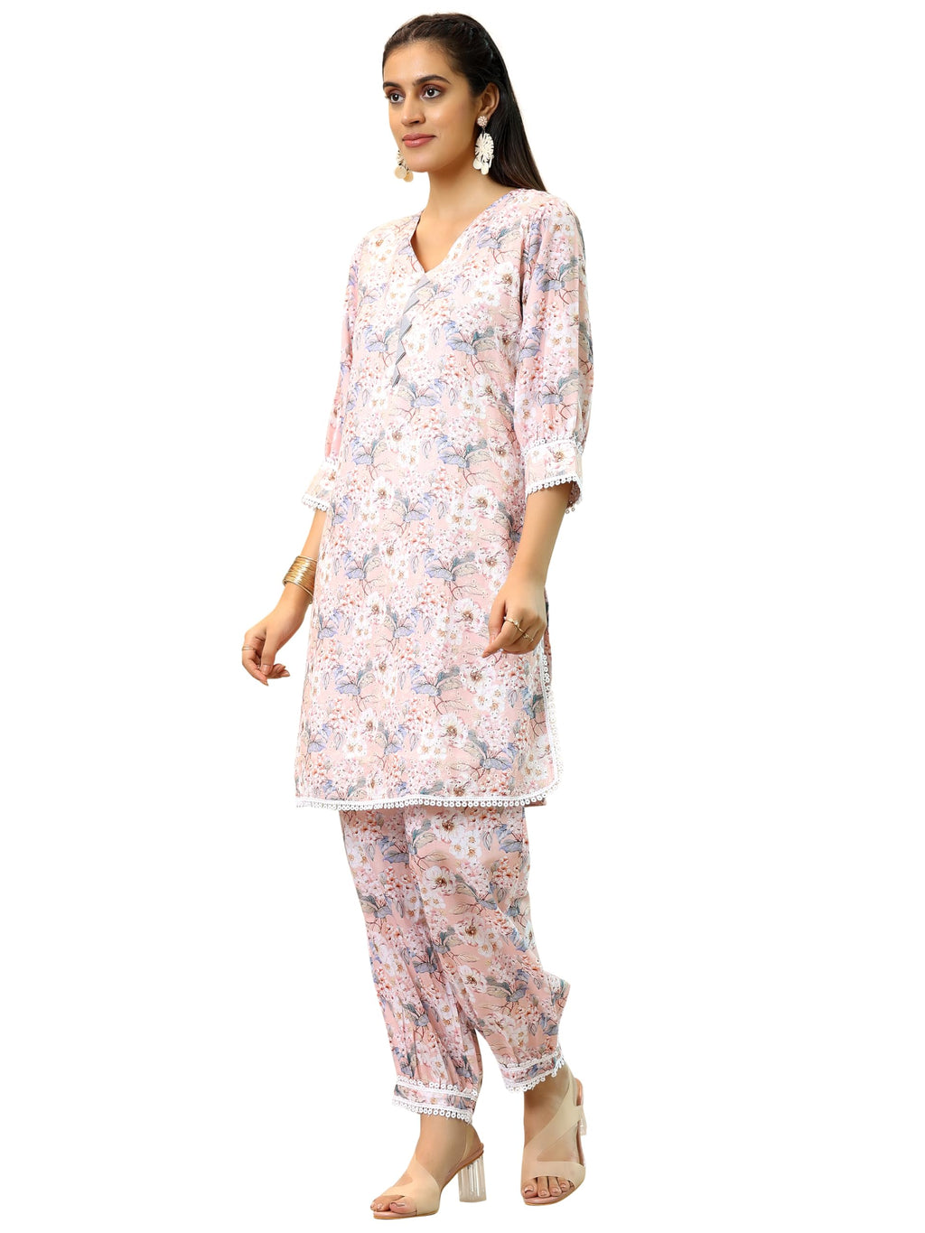Libas Womens Printed Cotton Blend Straight Kurta With Salwar