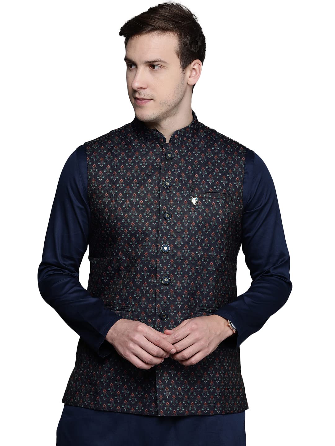 Manyavar Mens Printed (WC00196-306-L_Blue_L)