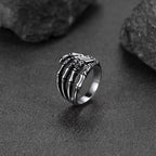 FaithHeart Punk Skull Hand Rings for Man Stainless Steel Gothic Halloween Party Accessories