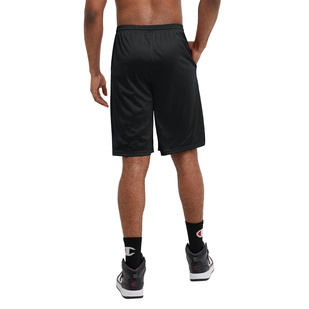 Champion Mens Shorts, Mesh Gym Lightweight Athletic (Reg. Big & Tall) Running-shorts, Black C Patch Logo, Large US