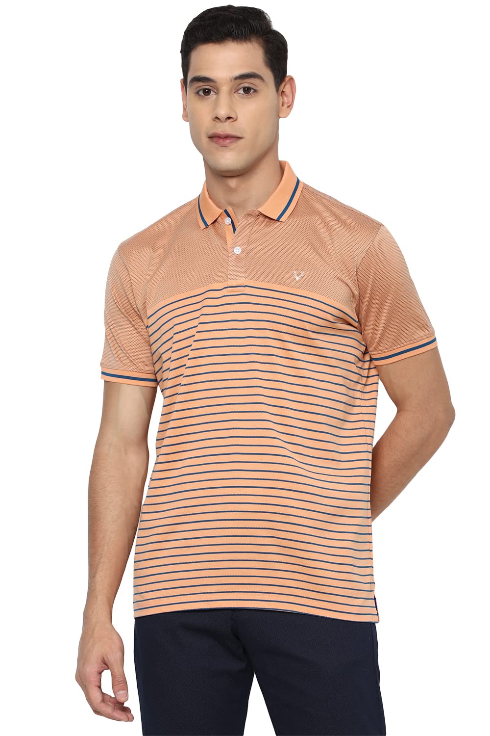 Allen Solly Men Regular Fit Striped Cotton Polo Neck Polo Shirt