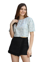 Leriya Fashion Women Crop Floral Top With Cap Sleeves For Office Wear, Casual Wear Both Use To Western Top & Saree For Blouse (X
