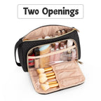 CUBETASTIC Makeup Bag, Small Cosmetic Bag with Makeup Brush Comparment, 2 in 1 Cute Make Up Organizer Pouch for Women Girls, Por