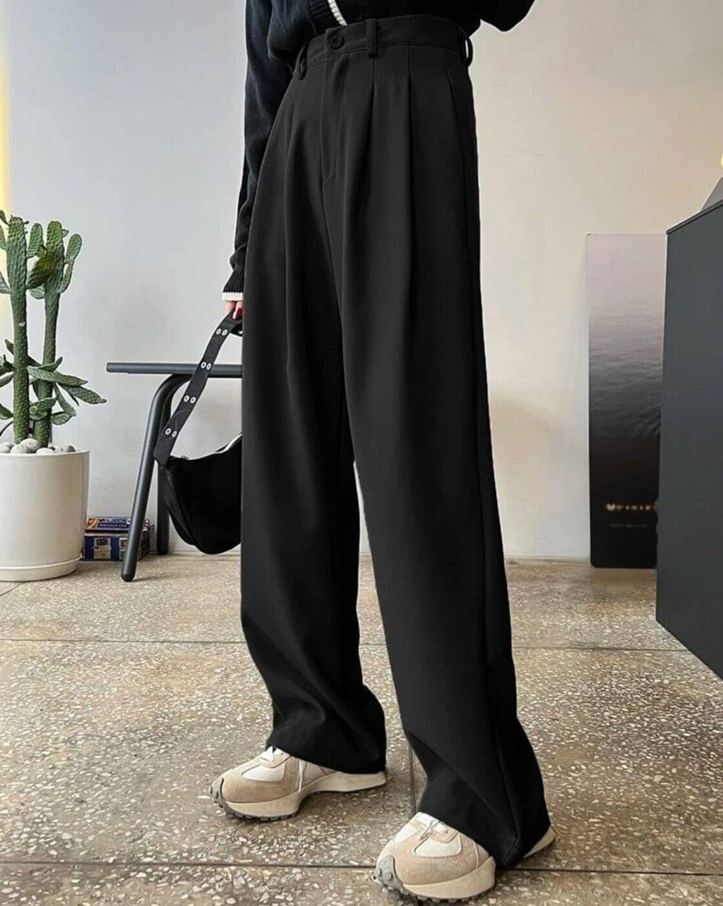 Toochki Women High Rise High Waist Trousers Flared Korean Style Formal Pants| Elegant Workwear for Office, College & Events Blac