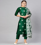Anni Designer Women'S Cotton Blend Kurta Sets With Pant & Dupatta