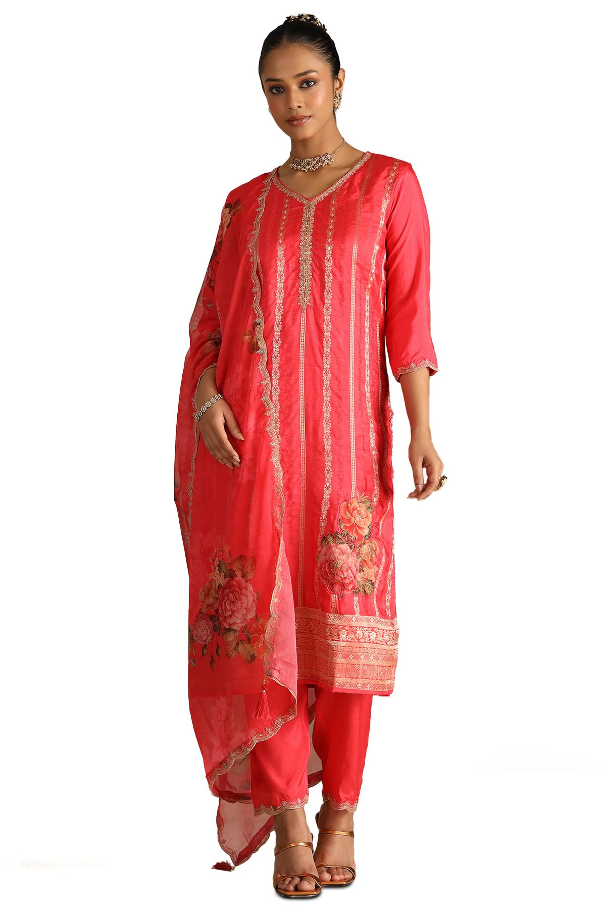 Soch Women Viscose Blend Zari Woven Suit Set with Zari