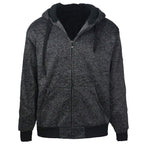 Plus Size S-5XL Marled Heavyweight Fleece Hoodie for Men Sherpa Lined Full Zip up Long Sleeve Winter Jacket Coat (Charcoal, XL)