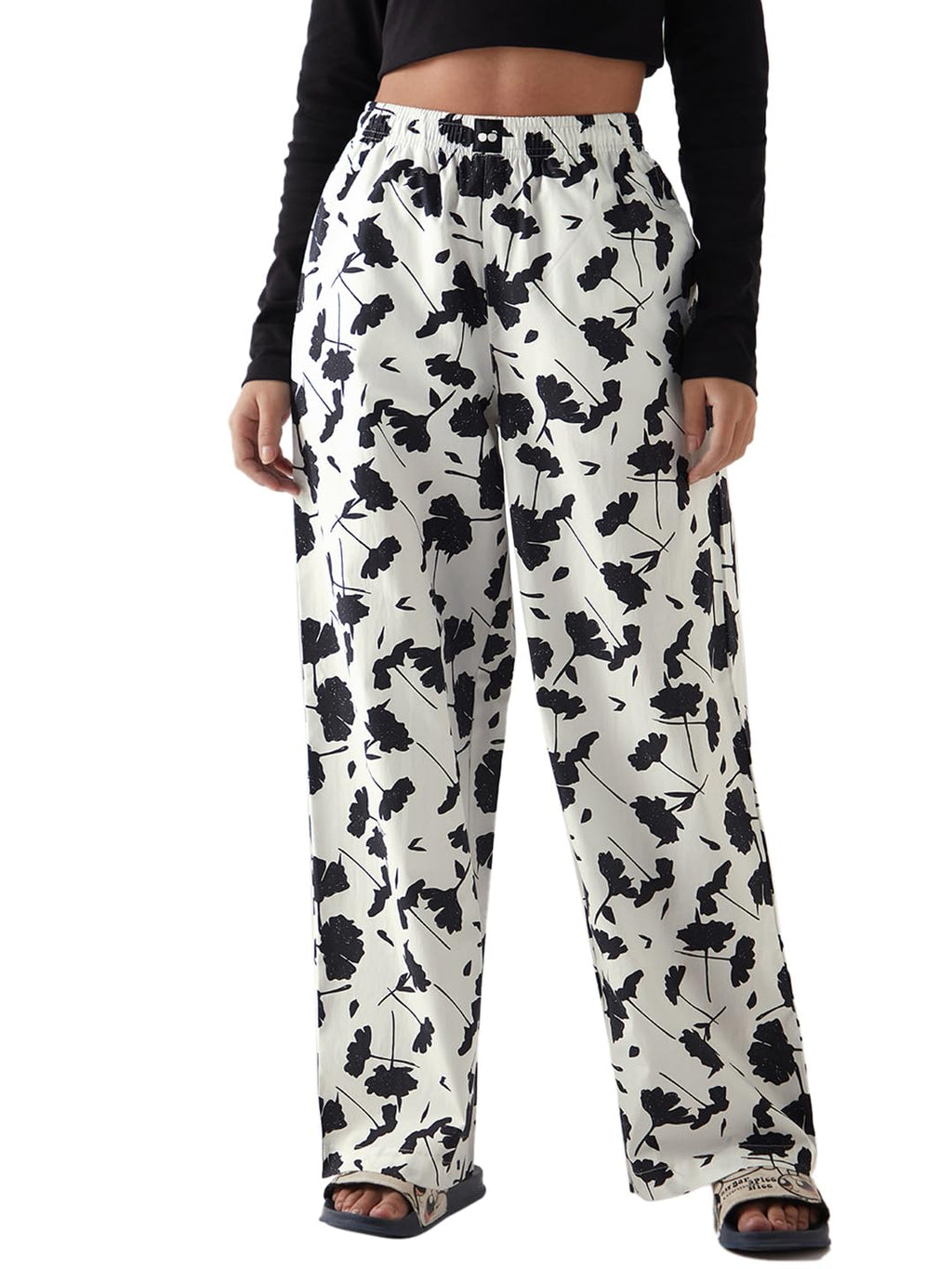 Bewakoof Womens All Over Printed Regular Fit Cotton-Poplin Pyjama_644698_White_XL