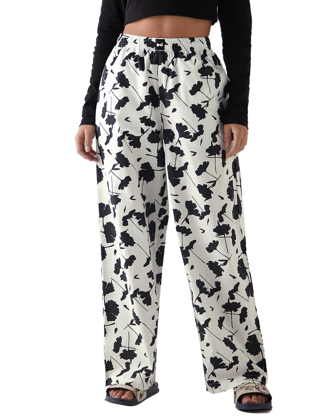 Bewakoof Womens All Over Printed Regular Fit Cotton-Poplin Pyjama_644698_White_XL