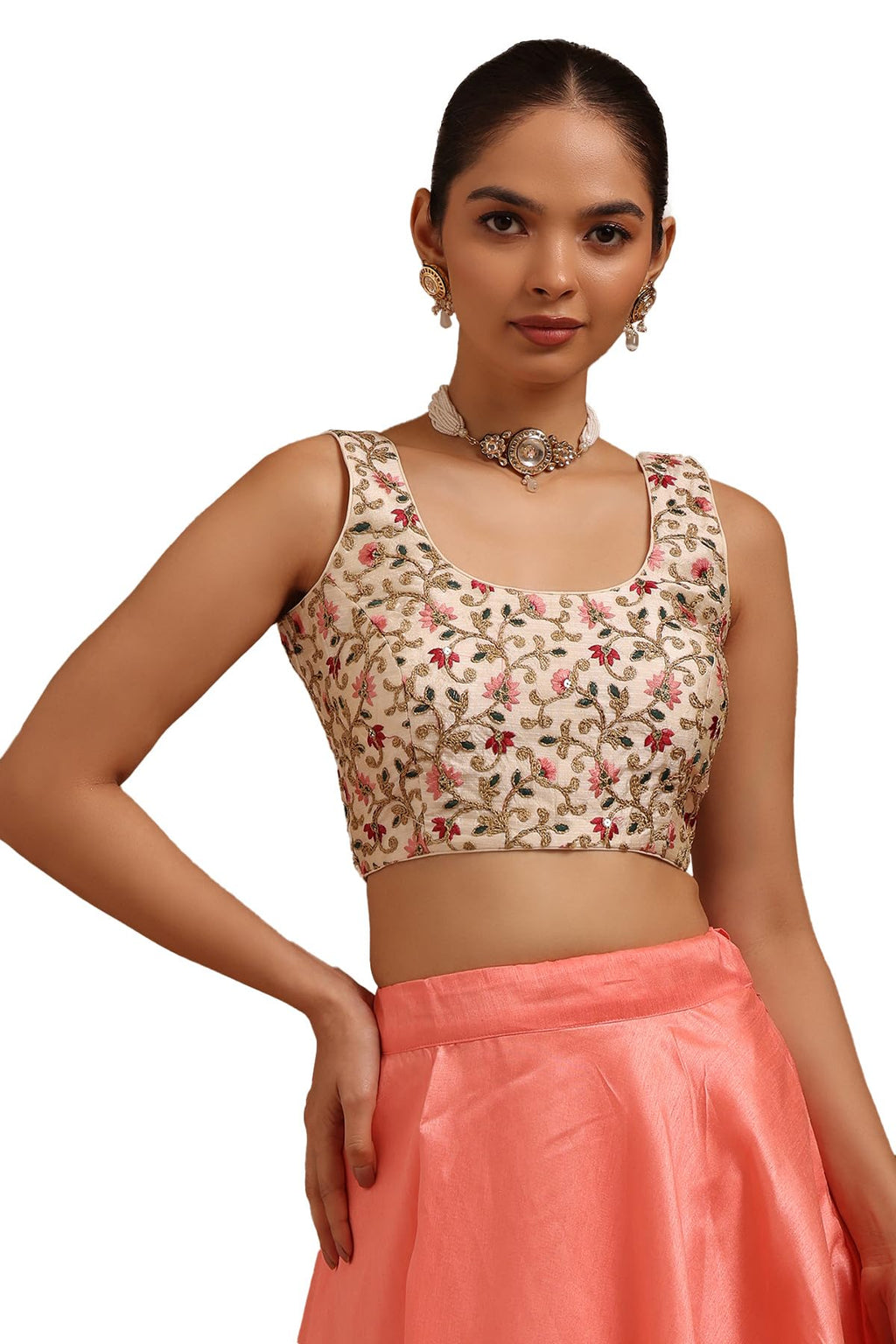 Soch Women Tussar Embroidered Padded Blouse Thread Work
