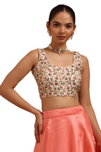 Soch Women Tussar Embroidered Padded Blouse Thread Work