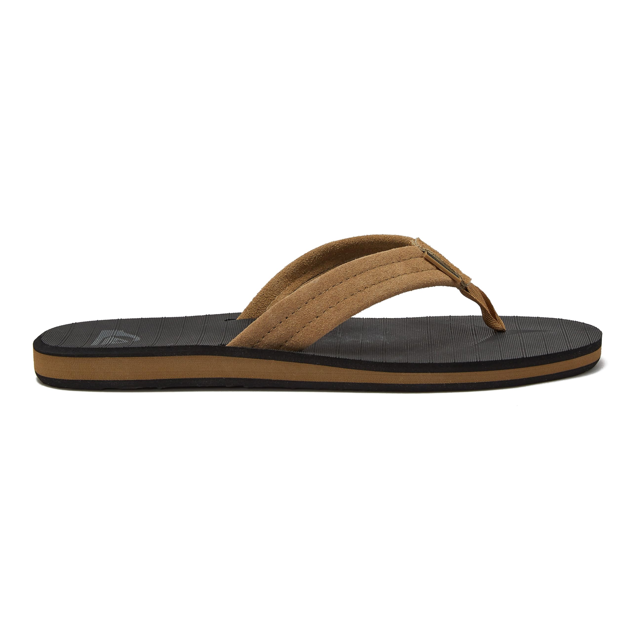 Quiksilver Men's Carver Suede 3 Point Flip Flop Athletic Sandal, Brown/Black/Brown, 14