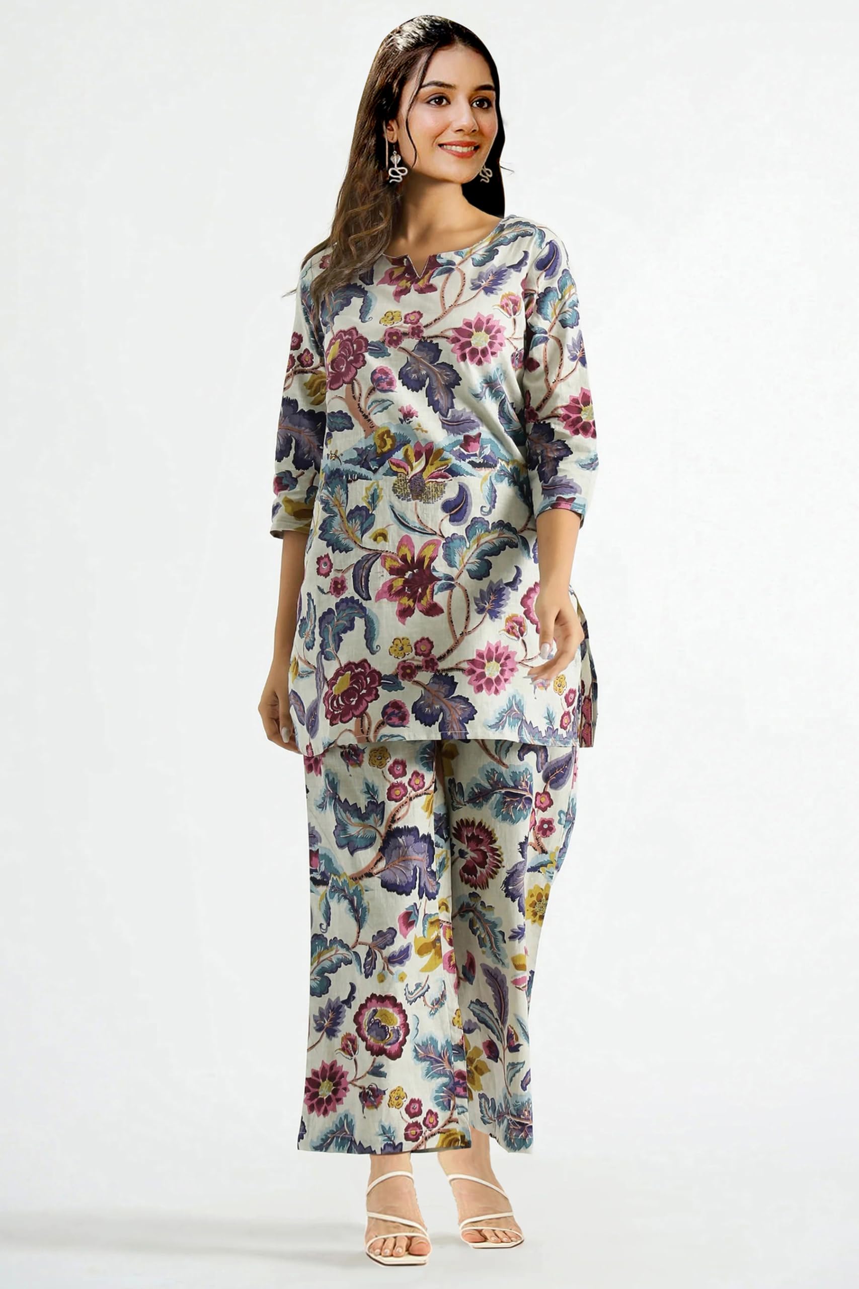 Toochki WomenS Multi Color Floral Printed Rayon Stitched Kurta & Kurtis | Kurti Set For Women | A Line Kurti Set | 3/4 Sleeve K
