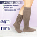 MDR Women's Extra Long & Heavy Slouch Cotton Wear at any Length Socks Made in USA 1 Pair Size 9 to 11 (Beige)