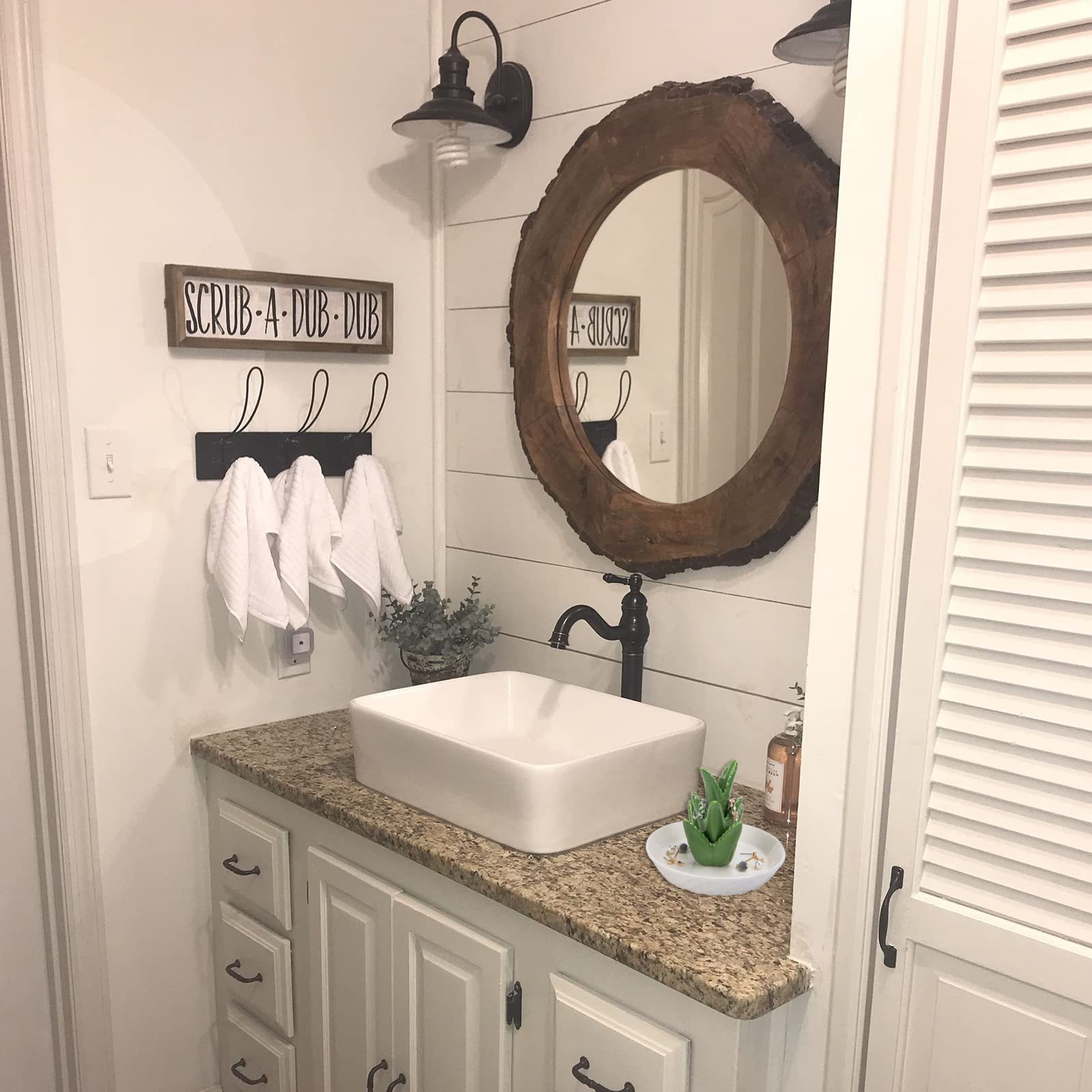 HOME SMILE Ceramic Aloe Ring Holder with Derorative White Dish Dish for Jewelry,Christmas Birthday Gifts