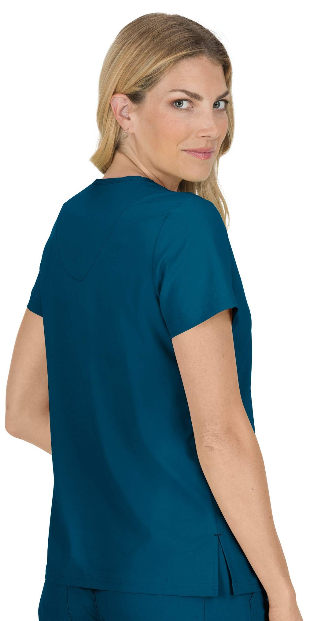 KOI Basics 373 Women's Becca V-Neck Solid Scrub Top (Caribbean, Medium)
