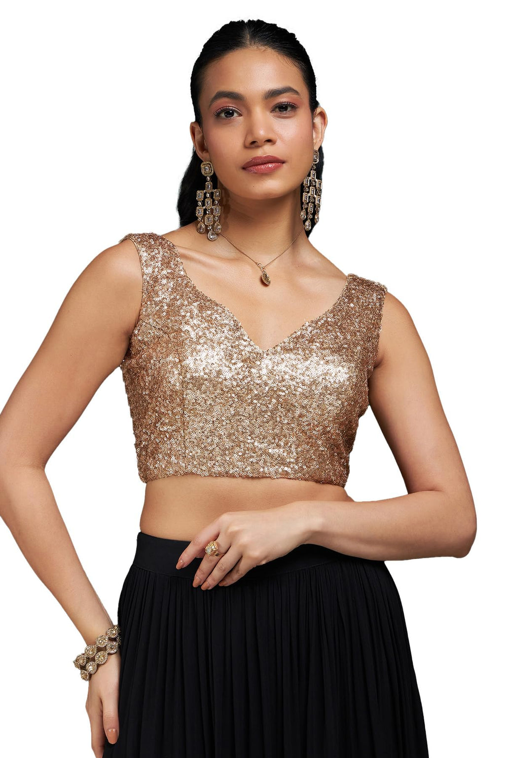 Soch Women Georgette Embellished Sleeveless Regular Fit Blouse