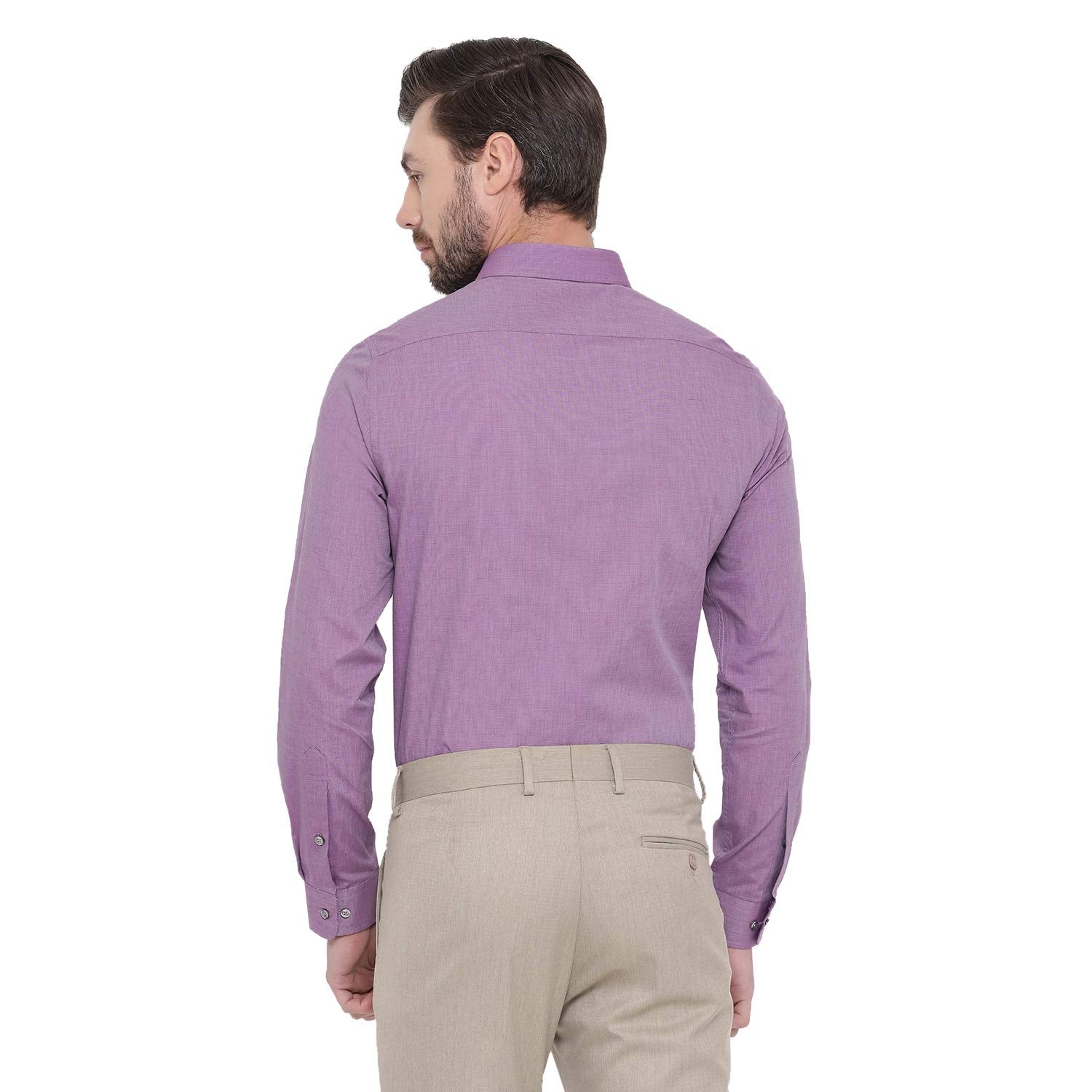 Turtle Men Cotton Slim Fit Formal Shirts Purple