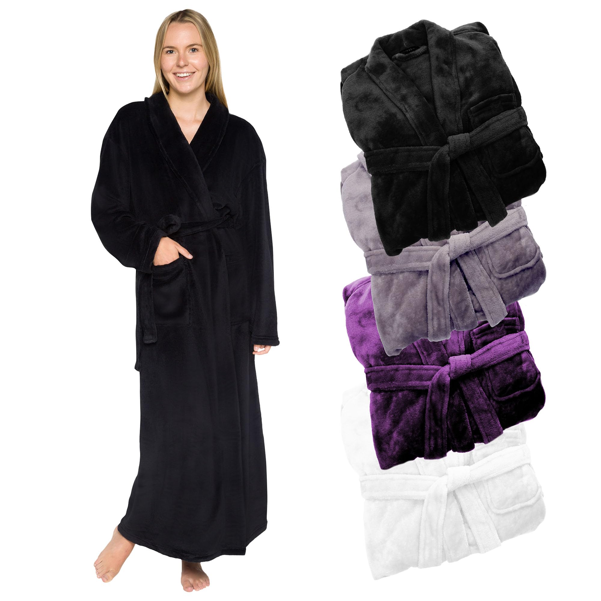 Silver Lilly Womens Plush Fleece Fluffy Long Bathrobe, Great Gift for Mother's Day, Grandma, Daughter, Sister, Wife, Friend - Sm