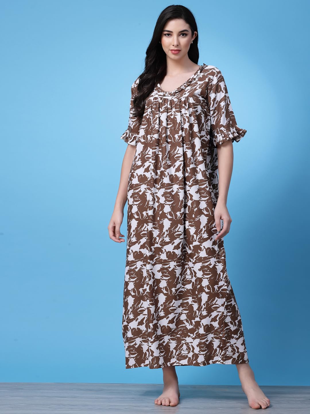 OOMPH! Cotton Blend Nighty for Womens | Night Gown | Nighty | Nightdress | Maxi Dress | Sleepwear | Gown for Women | Nighties |