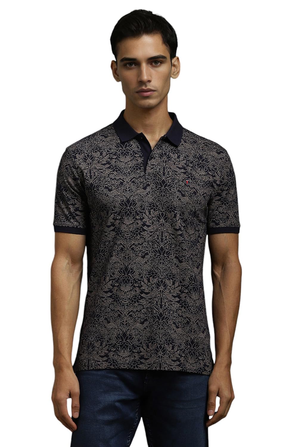 Louis Philippe MenS Letter Print Regular Fit T-Shirt (Lrkpnslf875872_Navy