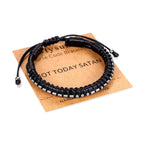 Christian Gifts for Men Morse Code Bracelets Religious Bible Verse Black Braided Leather Bracelets for Men Dad Father Boyfriend 