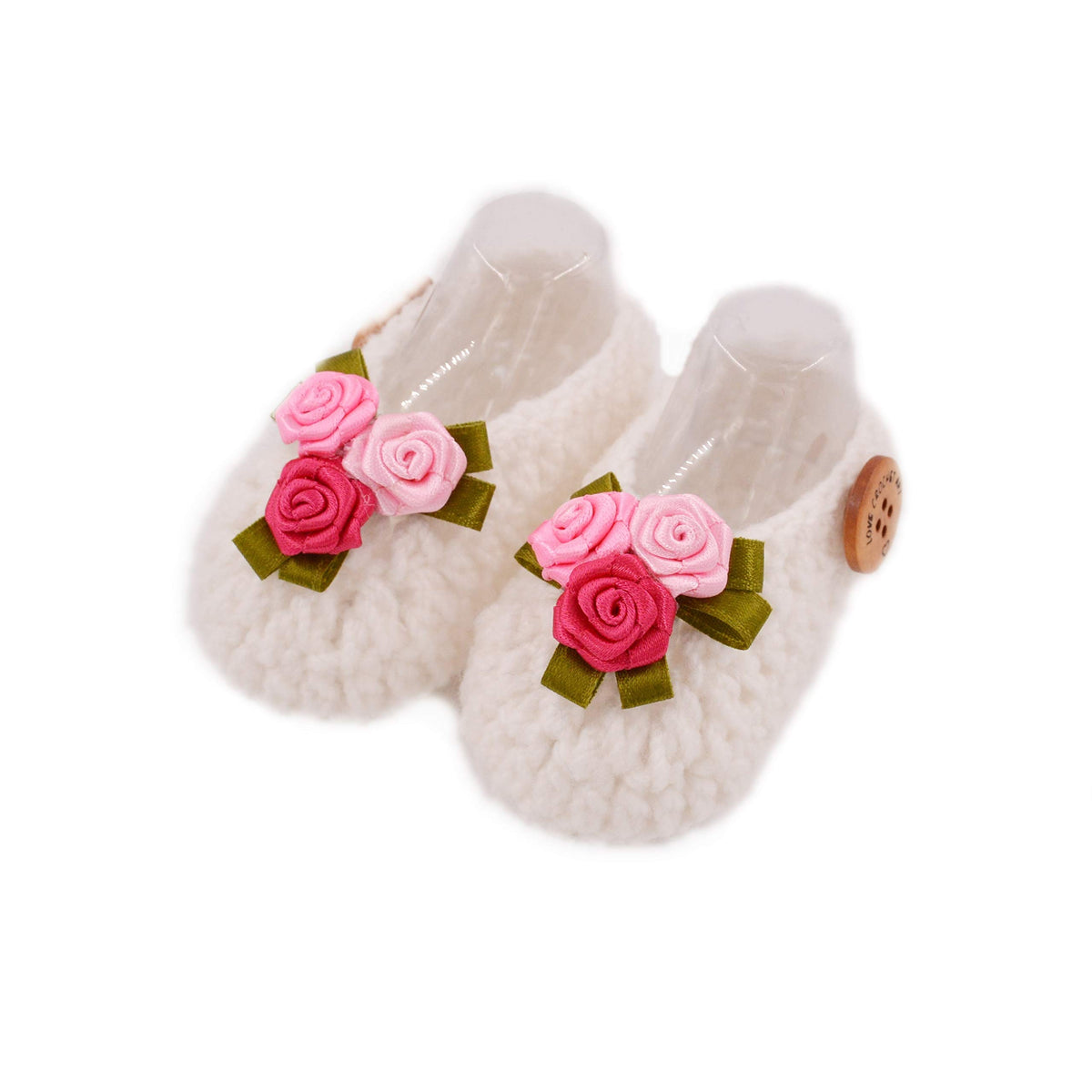 Love Crochet Art BabyGirls Rose Crochet Baby Booties, 3 Months 3