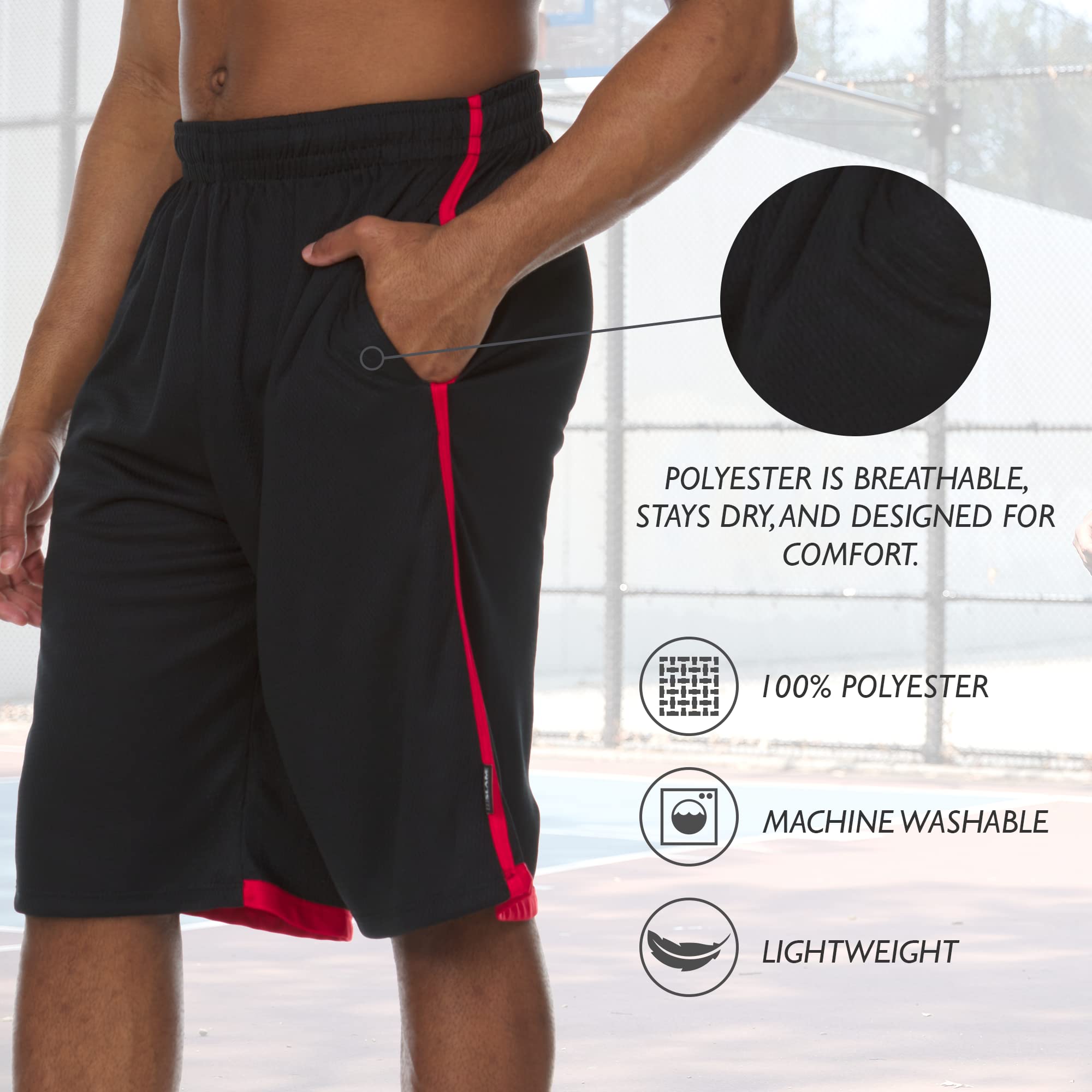 Athletic Shorts for Men - 4 Pack Men's Activewear Quick Dry Basketball Shorts - Workout, Gym, Running