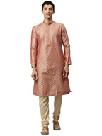Manyavar Stylish Casual Silk Blend Full Sleeves Kurta Set For Men (Gajaree, X-Large)