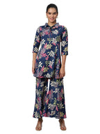 Avanova Soft Maslin Silk V Neck Co-Ords Set For Women'S | Printed Shirt & Bottom Set For Women | Suit Set | Two Piece Dress (Co-