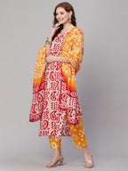 ANNI DESIGNER Womens Cotton Blend Printed Straight Kurta with Pant & Dupatta (Tiguna-Pink_S_Pink_Small)