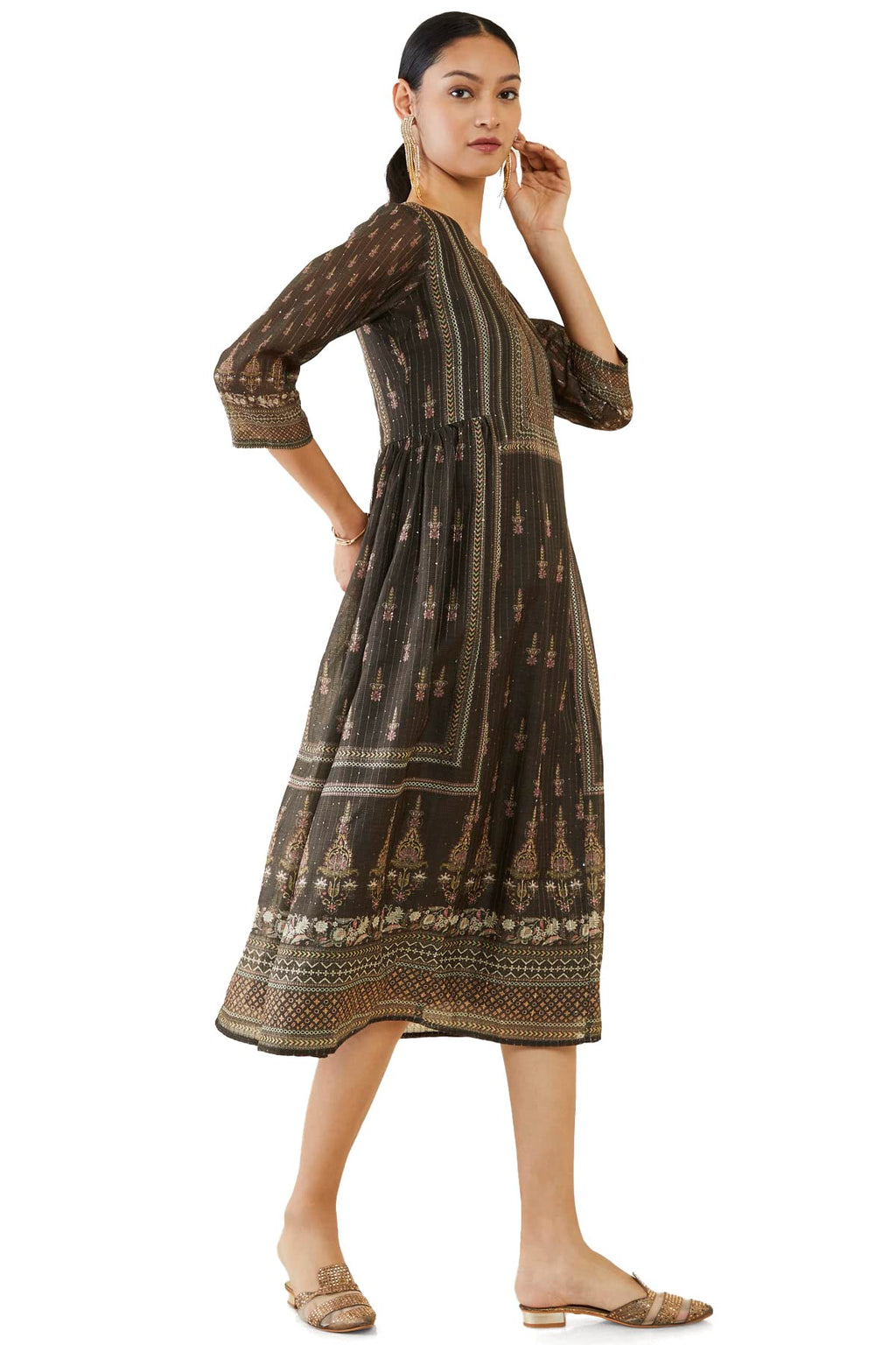 Soch Women'S Chanderi Floral Regular Dress Shirt