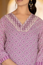 Varanga Women Maroon V Neck A-Line Flared Kurta Paired With Kurta Bottom Set