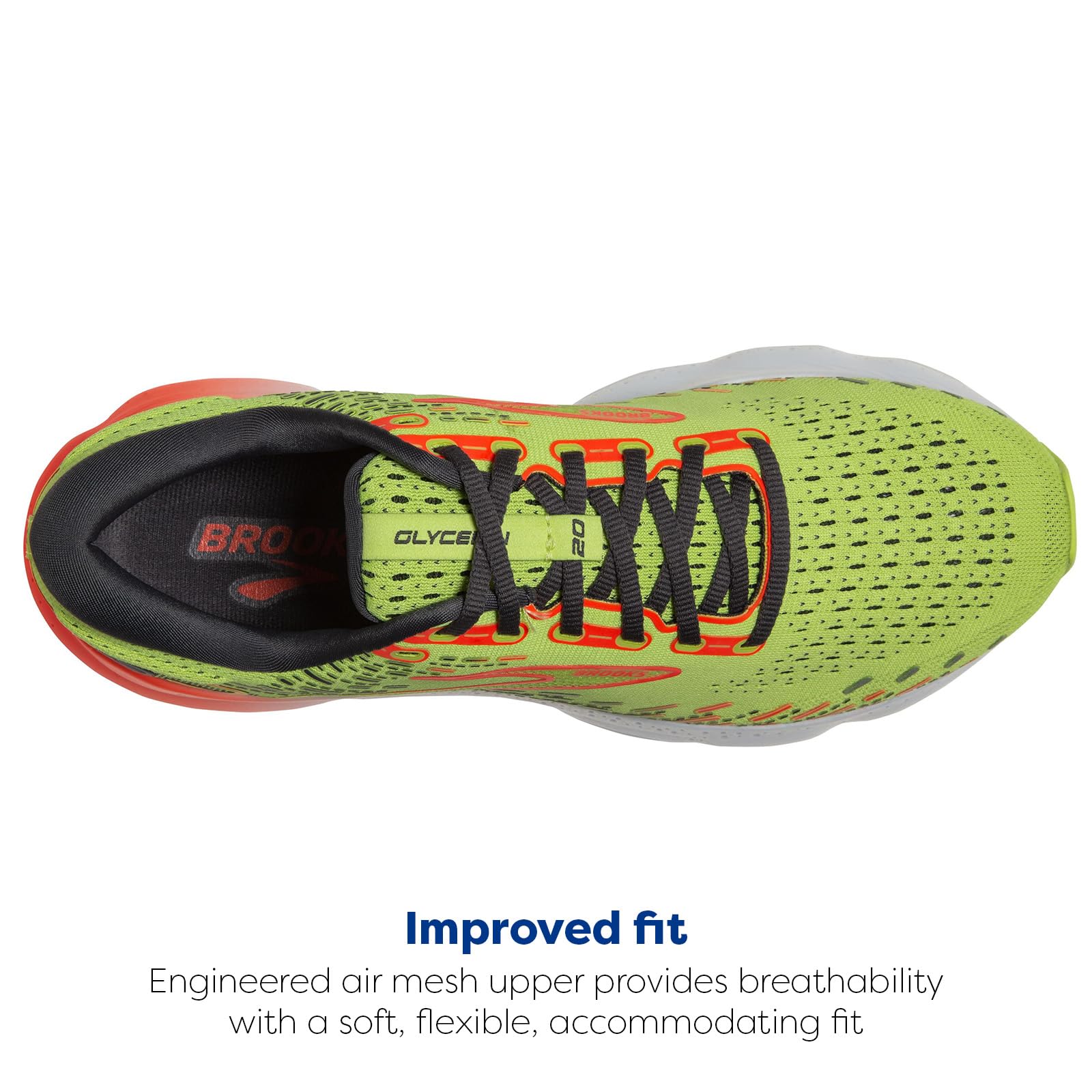 Brooks Men's Glycerin 20 Neutral Running Shoe - Lime/Red/Ebony - 10.5 Medium