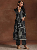 Libas Womens Printed Crepe Straight Kurta With Trousers