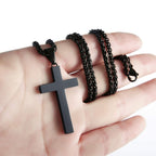 P. BLAKE Stainless Steel Black Cross Necklace for Men Boys Cross Pendant with Chain 24 Inches