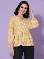 OOMPH! Peplum Tops for Women, Yellow - mt530