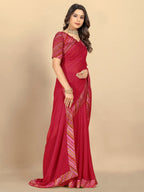 rangita Women Pink Bandhej Printed Georgette Saree With Blouse Piece
