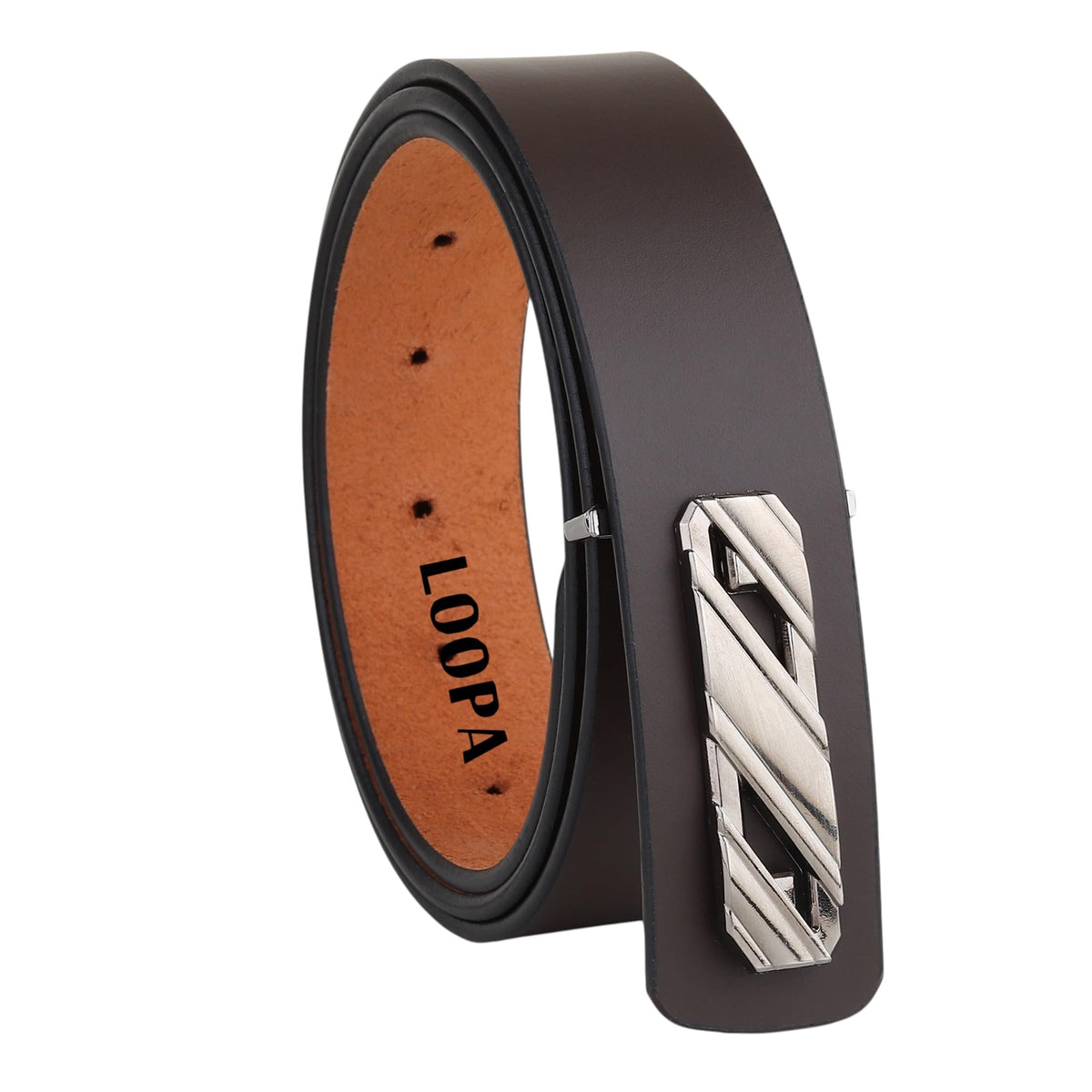 Loopa MenS Formal Genuine Leather Belt Adjustable Pin Buckle Brown Color Belt (Brown, 28) 28