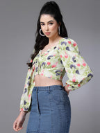 OOMPH! Crop Tops for Women, Green - mt637